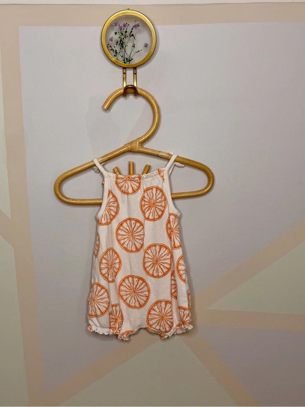 Carter's White Romper with Orange Citrus Print